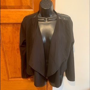 Anthropologie black jacket flyaway blazer M Zipper